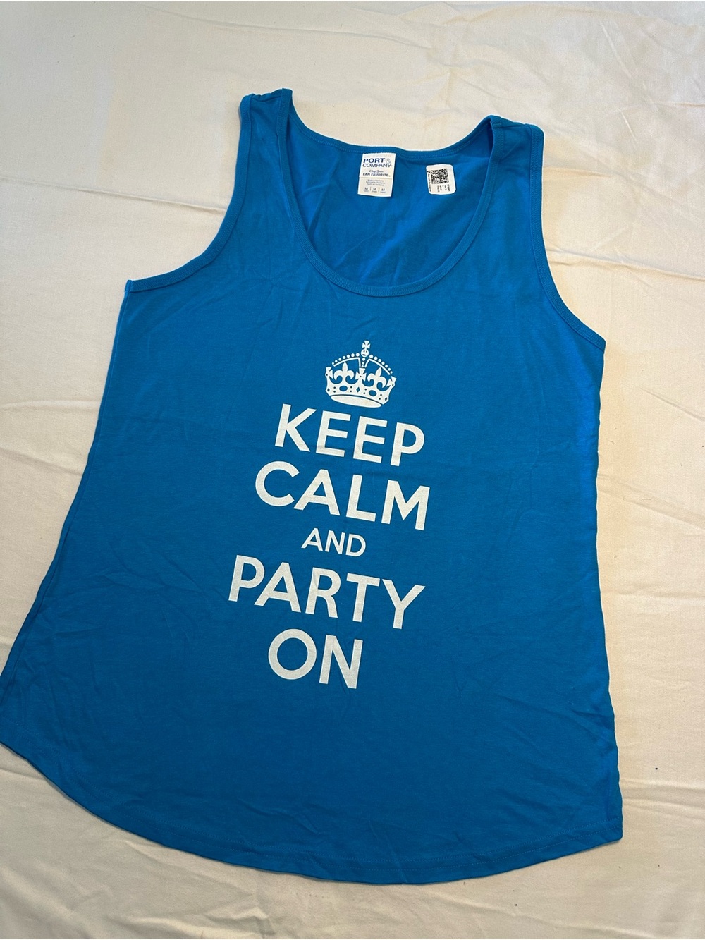 Port and Company Blue "Keep Calm and Party On" Women's Muscle Tank